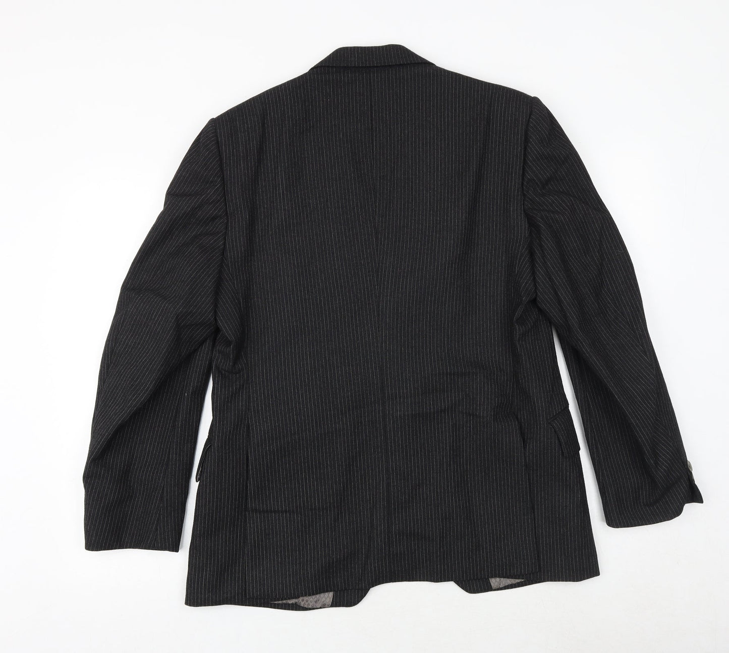 Jackson The Tailor Mens Black Striped Polyester Jacket Suit Jacket Size 38 Regular