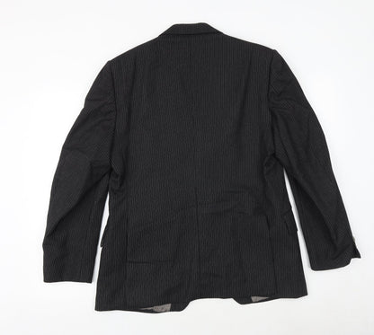 Jackson The Tailor Mens Black Striped Polyester Jacket Suit Jacket Size 38 Regular