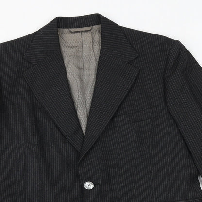 Jackson The Tailor Mens Black Striped Polyester Jacket Suit Jacket Size 38 Regular