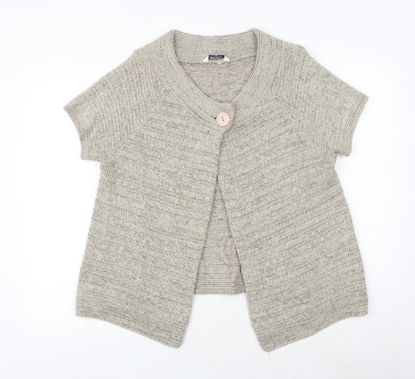 EDITIONS Womens Beige V-Neck Acrylic Pullover Jumper Size 18