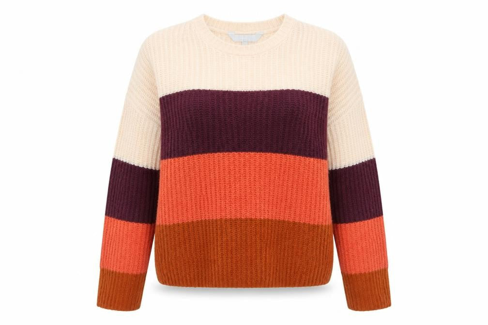 Debenhams Womens Multicoloured Round Neck Striped Acrylic Pullover Jumper Size 12