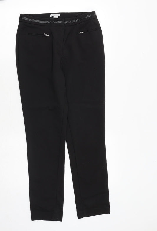 H&M Womens Black Cotton Dress Pants Trousers Size 8 Regular Zip