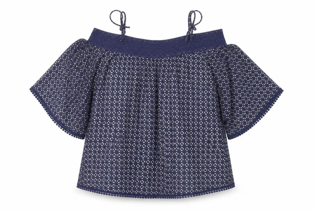 Next Womens Blue Geometric Polyester Basic Blouse Size 10 Boat Neck