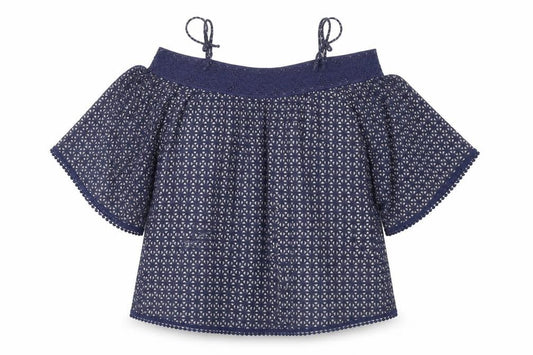 Next Womens Blue Geometric Polyester Basic Blouse Size 10 Boat Neck
