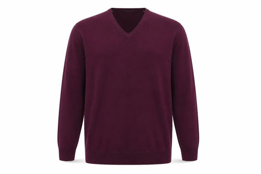 Greenwoods Mens Purple V-Neck Acrylic Pullover Jumper Size XL Long Sleeve