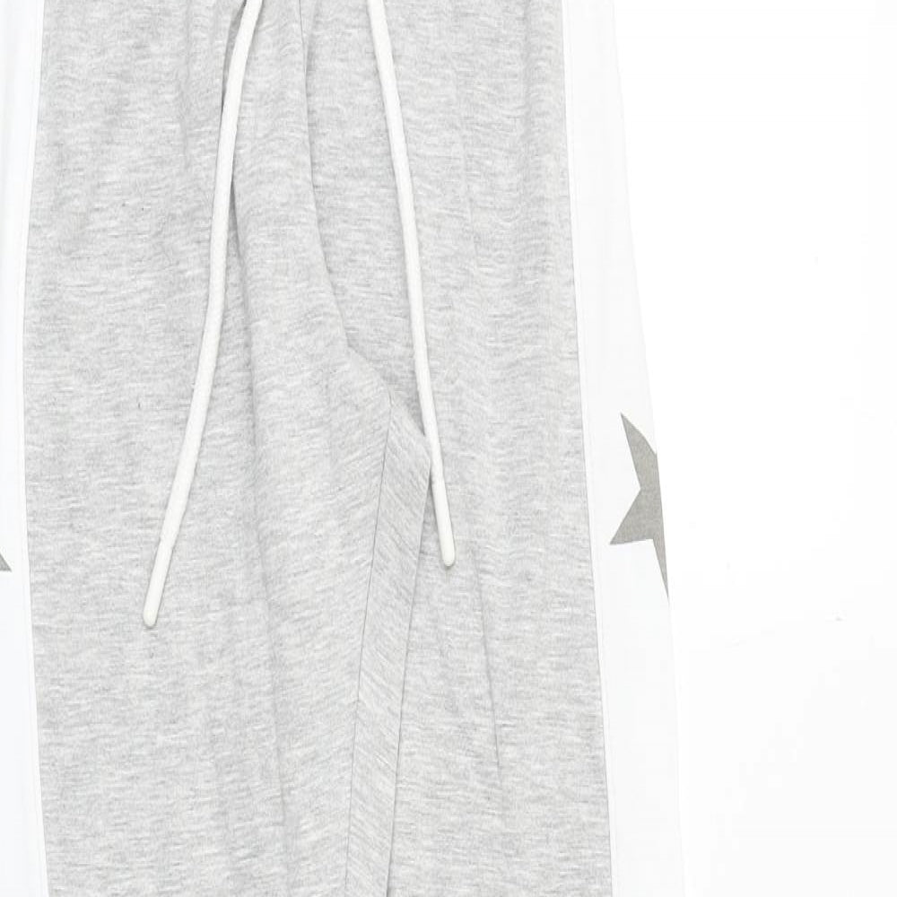 Boux Avenue Womens Grey Viscose Jogger Trousers Size 8 Regular Drawstring - Star Print