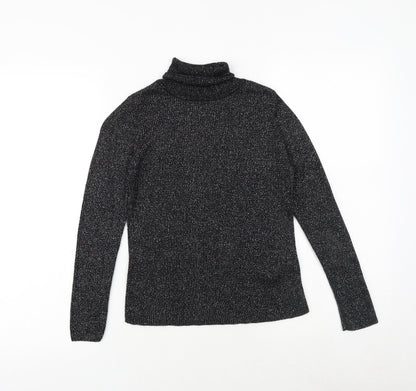 Marks & Spencer Girls Black Roll Neck Viscose Pullover Jumper Size 10-11 Years Pullover