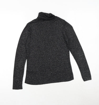 Marks & Spencer Girls Black Roll Neck Viscose Pullover Jumper Size 10-11 Years Pullover