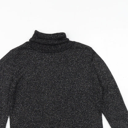 Marks & Spencer Girls Black Roll Neck Viscose Pullover Jumper Size 10-11 Years Pullover