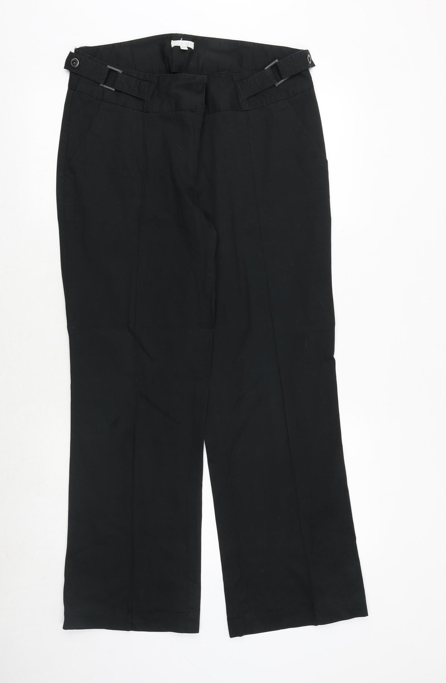 Solar Womens Black Cotton Dress Pants Trousers Size 14 Regular Zip