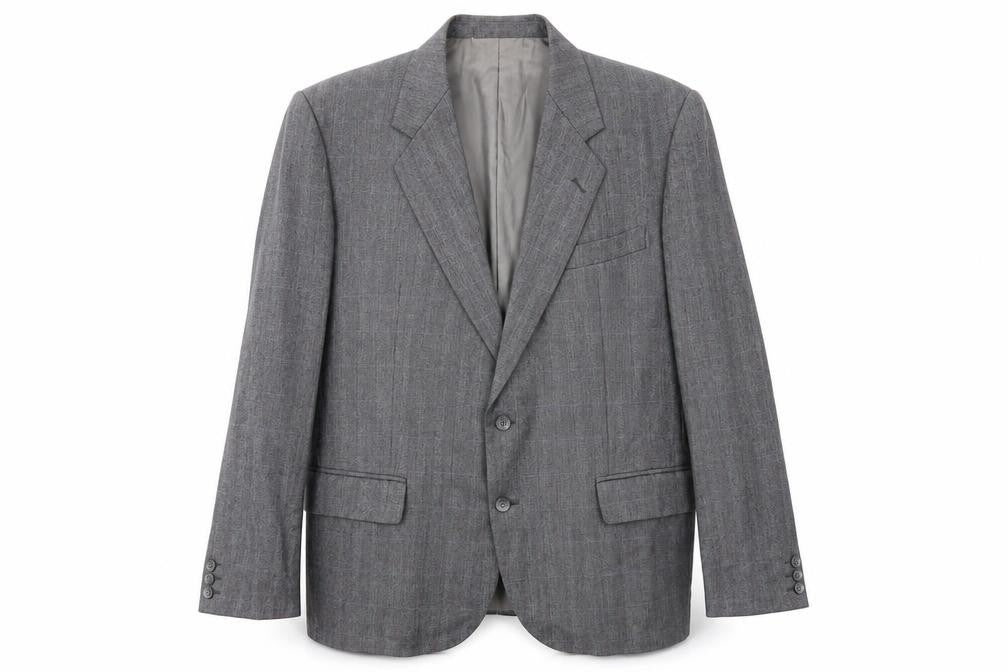 Leonard Mens Grey Check Polyester Jacket Suit Jacket Size 38 Regular