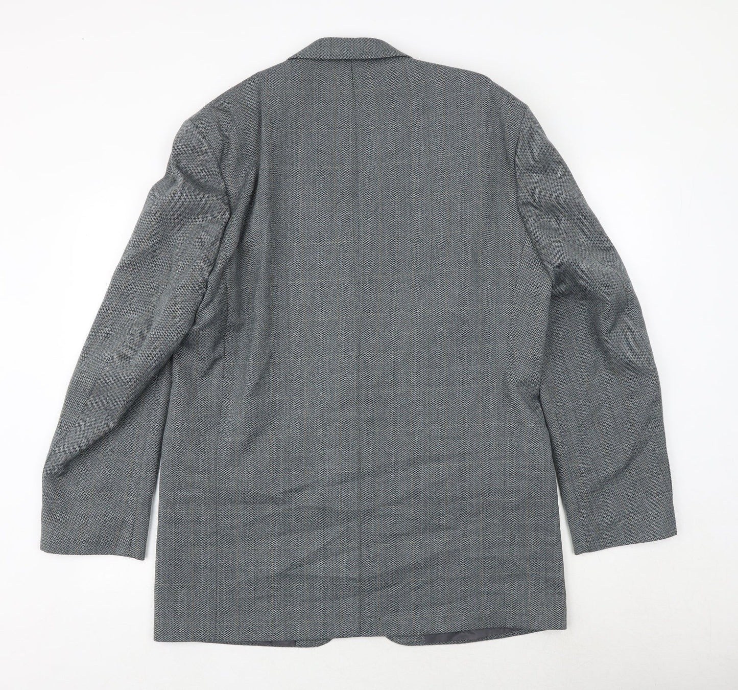 BHS Mens Blue Herringbone Polyester Jacket Suit Jacket Size 42 Regular