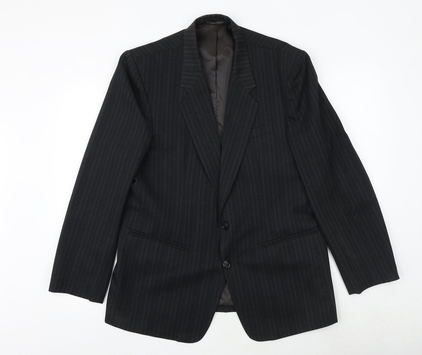 Gopoint Mens Black Striped Polyester Jacket Suit Jacket Size XL Regular