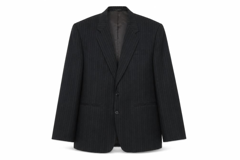 Gopoint Mens Black Striped Polyester Jacket Suit Jacket Size XL Regular