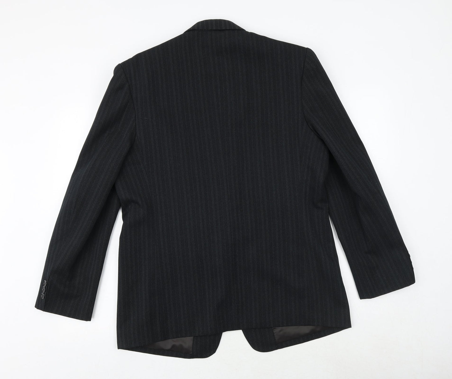 Gopoint Mens Black Striped Polyester Jacket Suit Jacket Size XL Regular