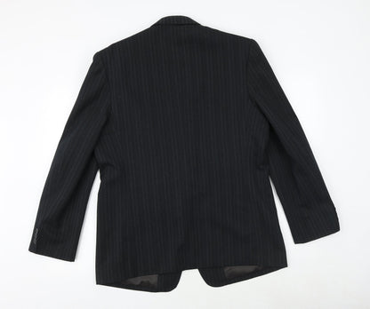 Gopoint Mens Black Striped Polyester Jacket Suit Jacket Size XL Regular