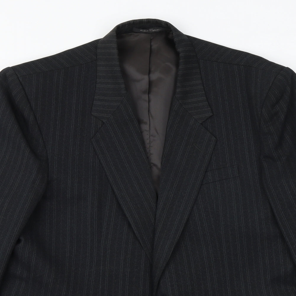 Gopoint Mens Black Striped Polyester Jacket Suit Jacket Size XL Regular