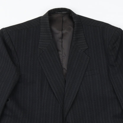 Gopoint Mens Black Striped Polyester Jacket Suit Jacket Size XL Regular