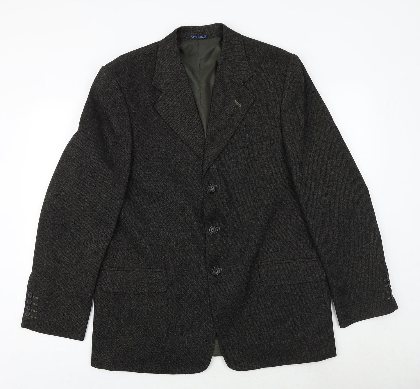 style gizgi Mens Black Polyester Jacket Suit Jacket Size 42 Regular