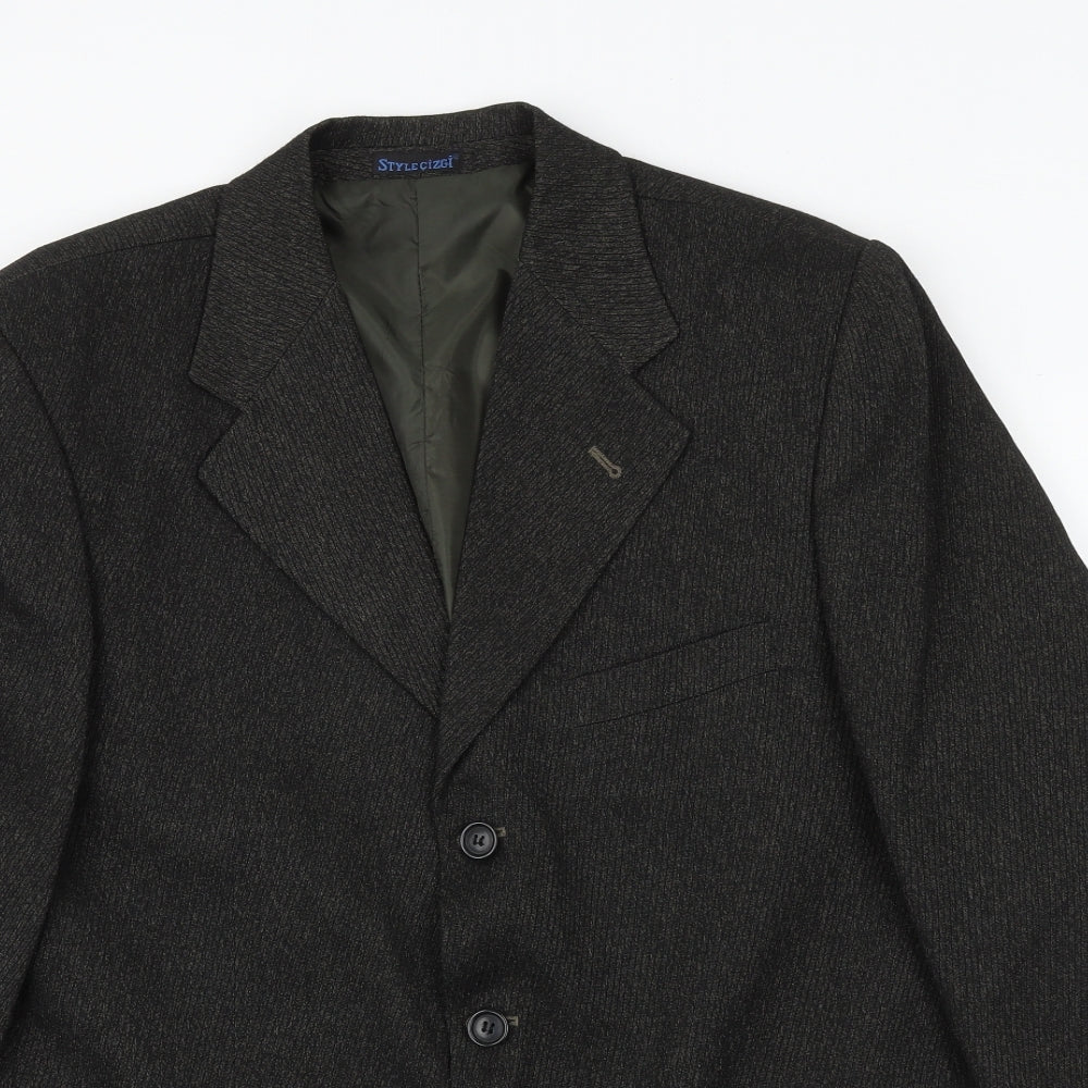 style gizgi Mens Black Polyester Jacket Suit Jacket Size 42 Regular