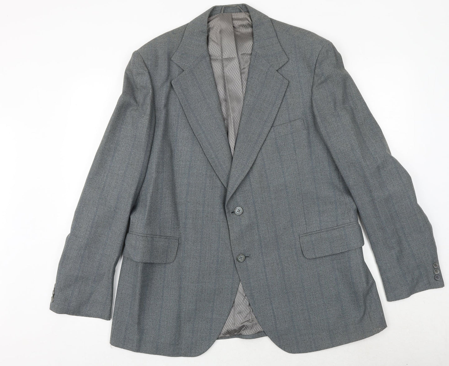 John Collier Mens Grey Striped Polyester Jacket Suit Jacket Size 42 Regular