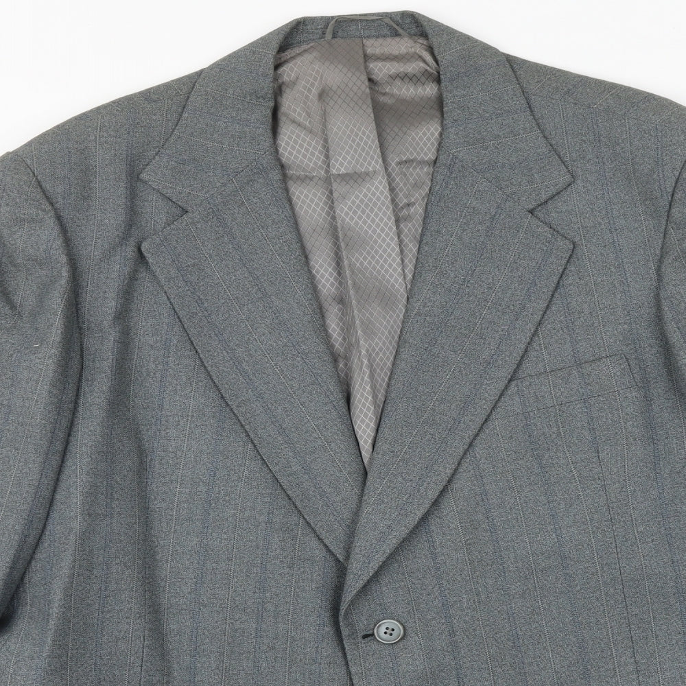 John Collier Mens Grey Striped Polyester Jacket Suit Jacket Size 42 Regular