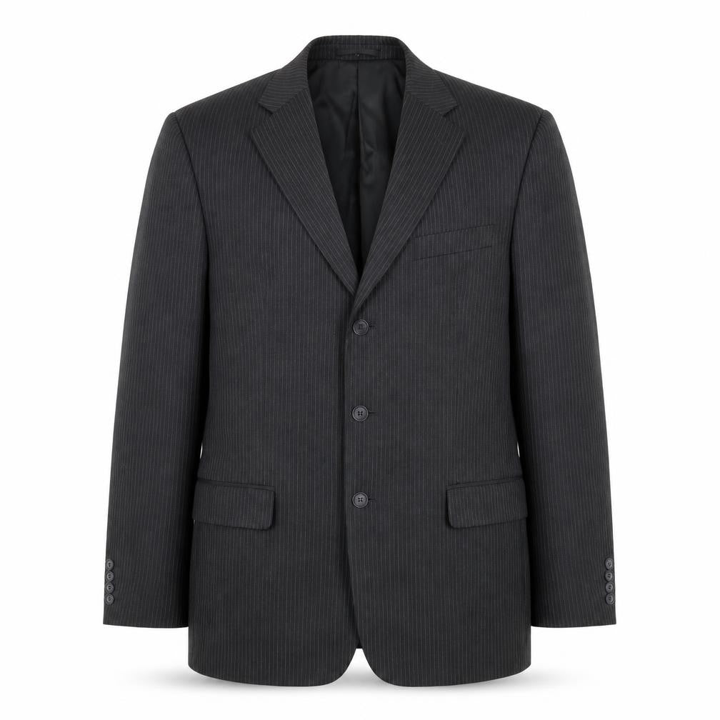 Woolworths Mens Grey Striped Polyester Jacket Suit Jacket Size 42 Regular