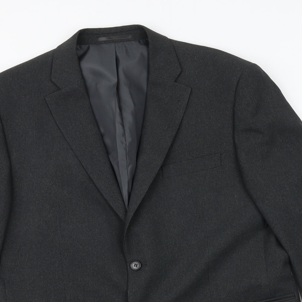 Greenwoods Mens Grey Polyester Jacket Suit Jacket Size 42 Regular