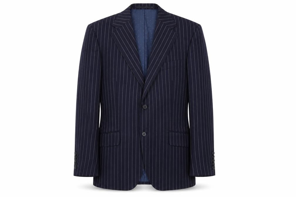 Marks & Spencer Mens Blue Striped Wool Jacket Suit Jacket Size 40 Regular - 5 button sleeve