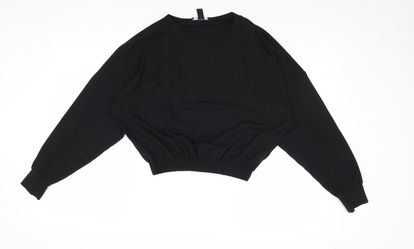 New Look Womens Black Polyester Basic Blouse Size M Round Neck