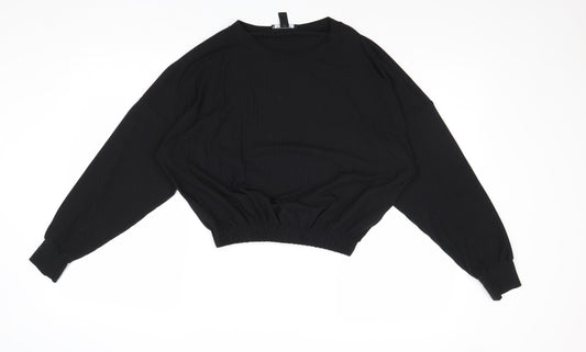 New Look Womens Black Polyester Basic Blouse Size M Round Neck