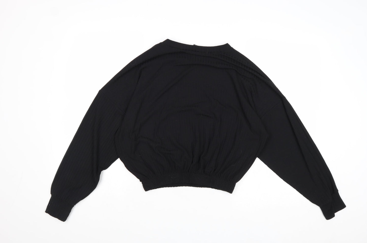 New Look Womens Black Polyester Basic Blouse Size M Round Neck