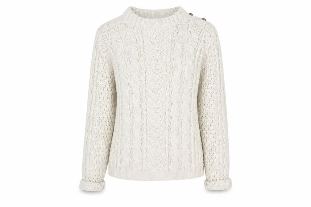 VILA Womens Beige Round Neck Acrylic Pullover Jumper Size M