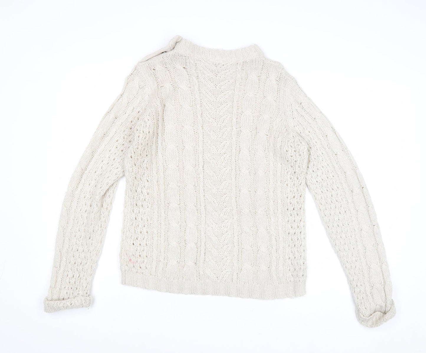 VILA Womens Beige Round Neck Acrylic Pullover Jumper Size M