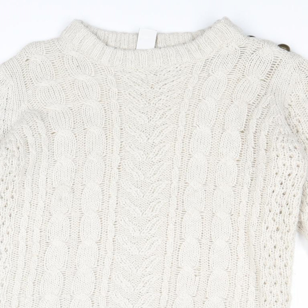 VILA Womens Beige Round Neck Acrylic Pullover Jumper Size M