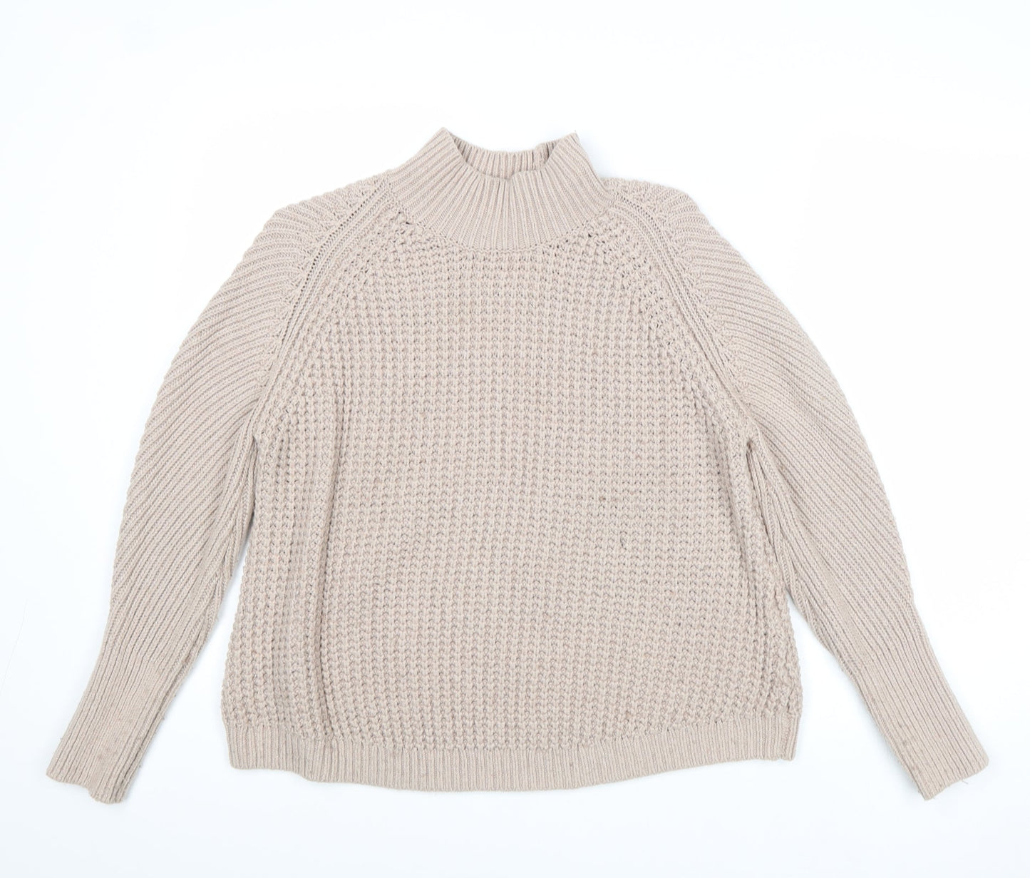 Monsoon Womens Beige Mock Neck Polyester Pullover Jumper Size M