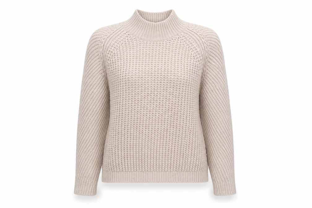 Monsoon Womens Beige Mock Neck Polyester Pullover Jumper Size M