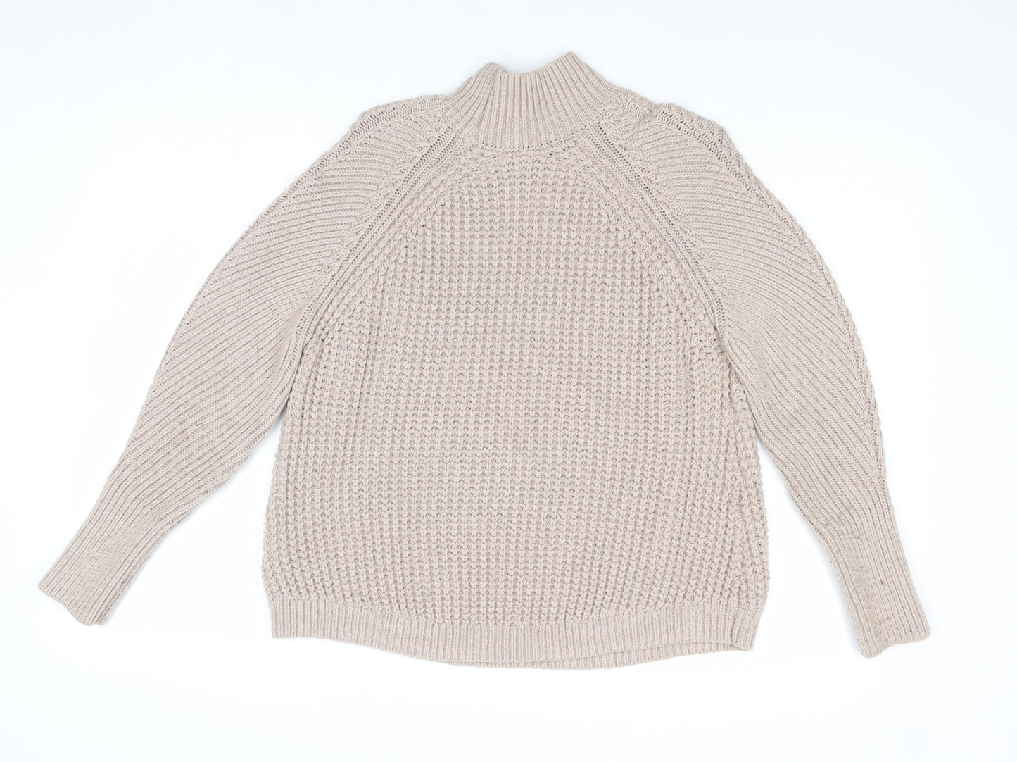 Monsoon Womens Beige Mock Neck Polyester Pullover Jumper Size M