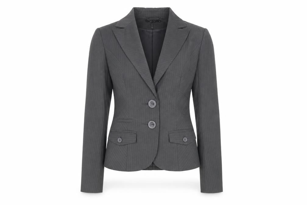 Vera Moda Womens Grey Striped Polyester Jacket Suit Jacket Size 8