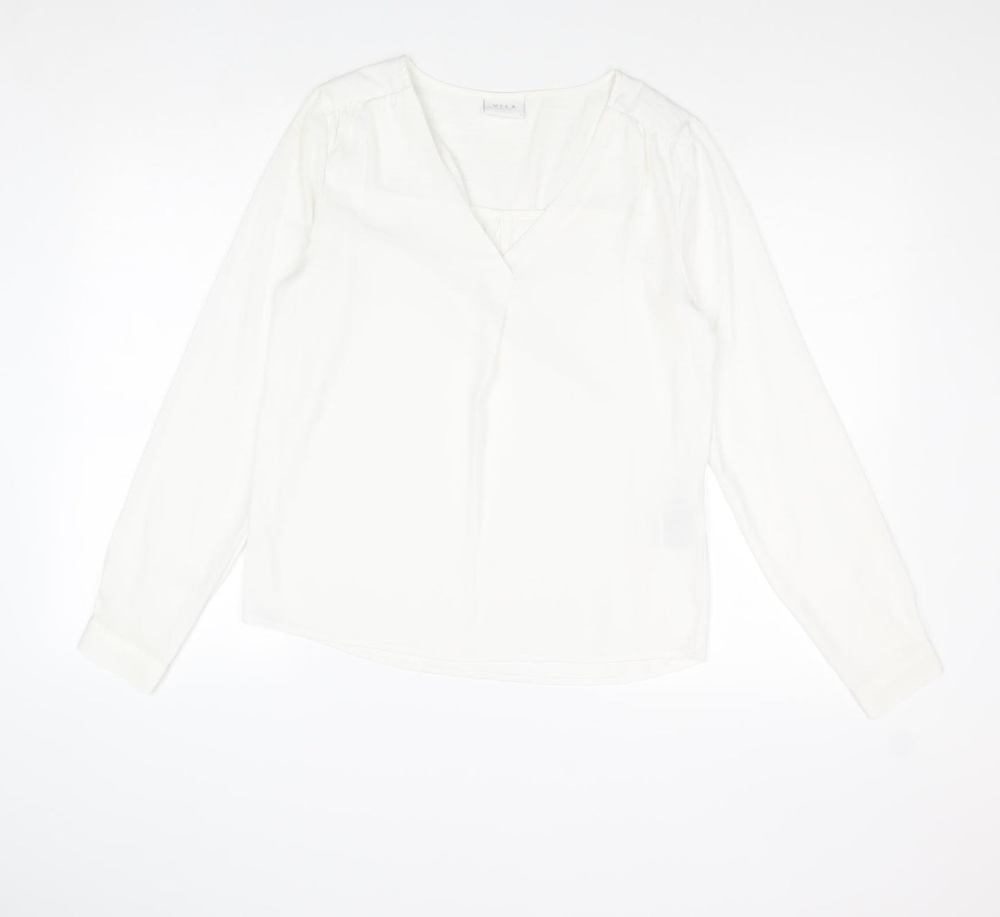 VILA Womens White Polyester Basic Blouse Size S V-Neck