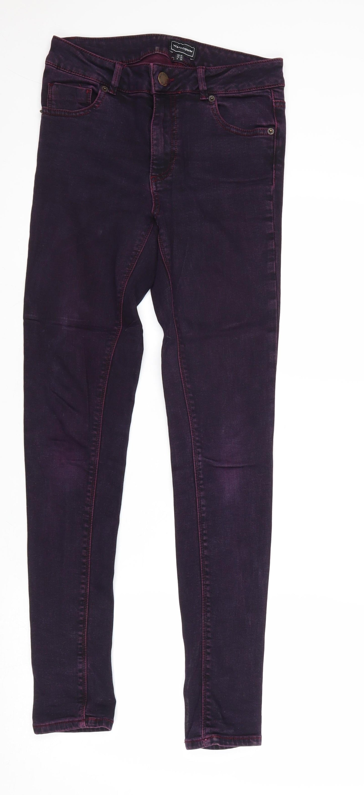 Warehouse Womens Purple Cotton Skinny Jeans Size 10 Regular Zip
