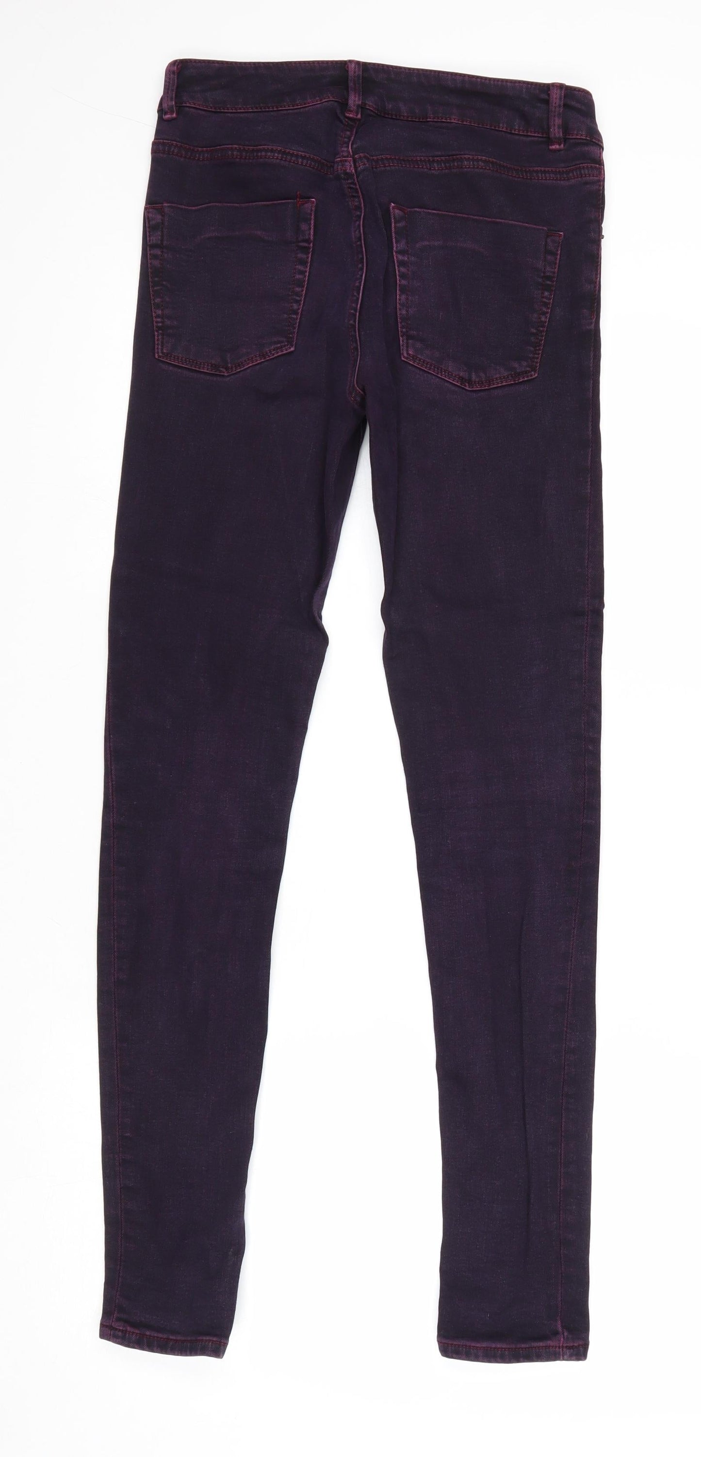 Warehouse Womens Purple Cotton Skinny Jeans Size 10 Regular Zip