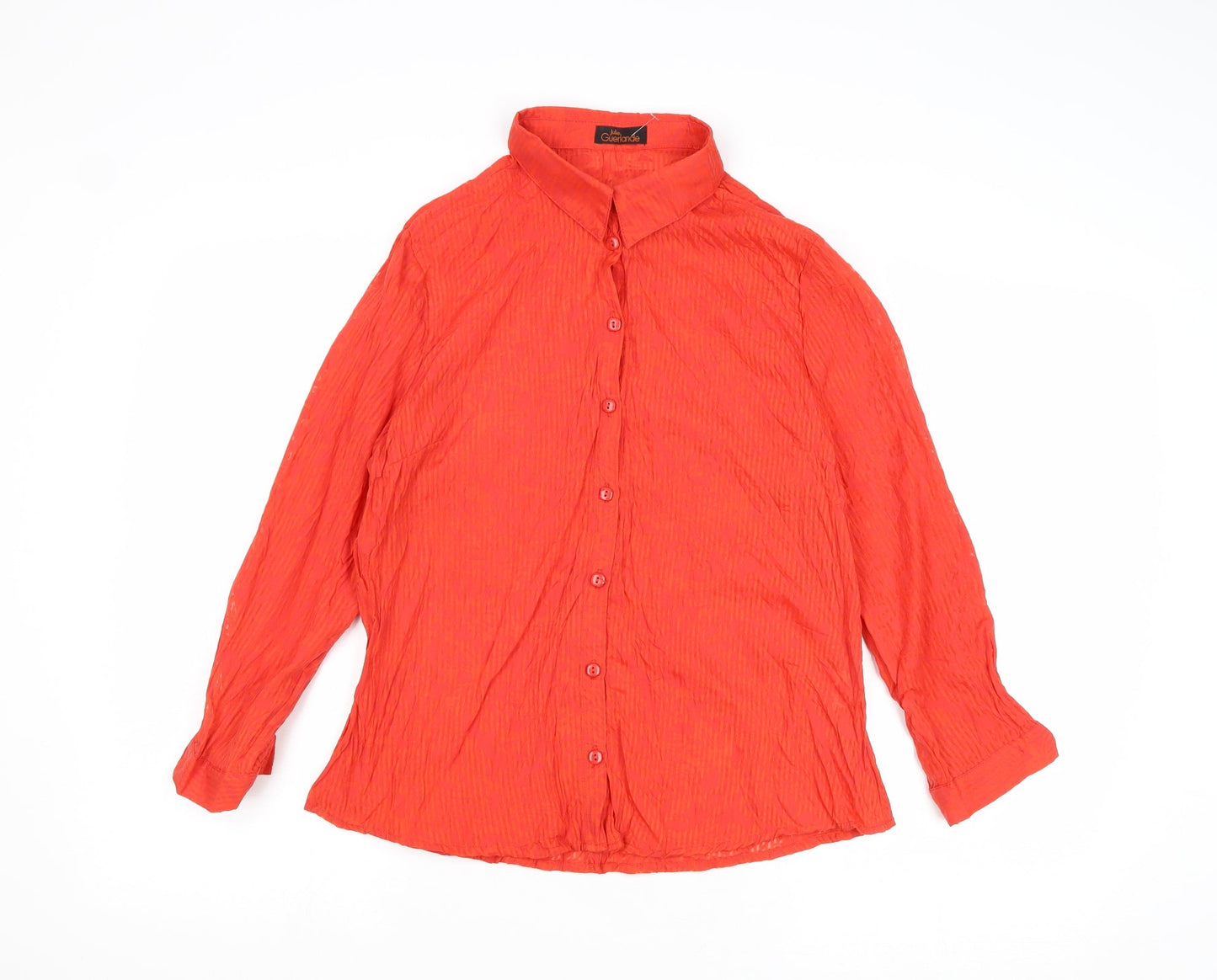 Julie Guerlande Womens Red Cotton Basic Button-Up Size 10 Collared