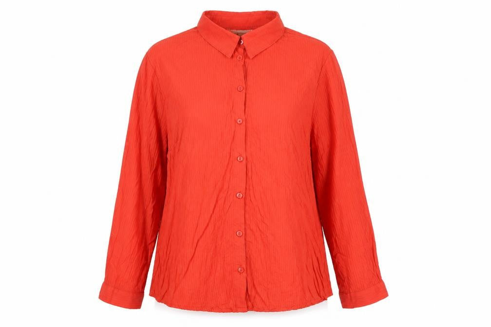 Julie Guerlande Womens Red Cotton Basic Button-Up Size 10 Collared