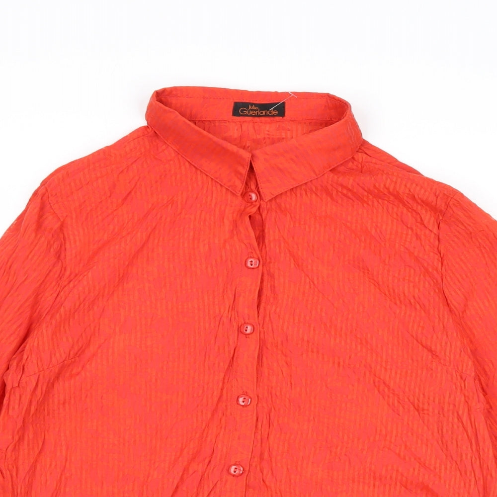 Julie Guerlande Womens Red Cotton Basic Button-Up Size 10 Collared