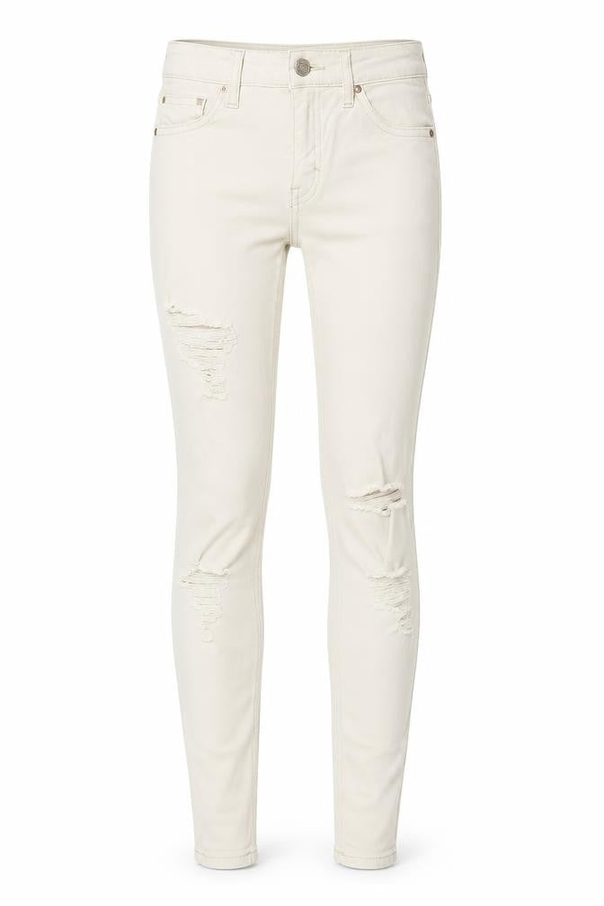 Topshop Womens Beige Herringbone Cotton Skinny Jeans Size 26 Regular Zip