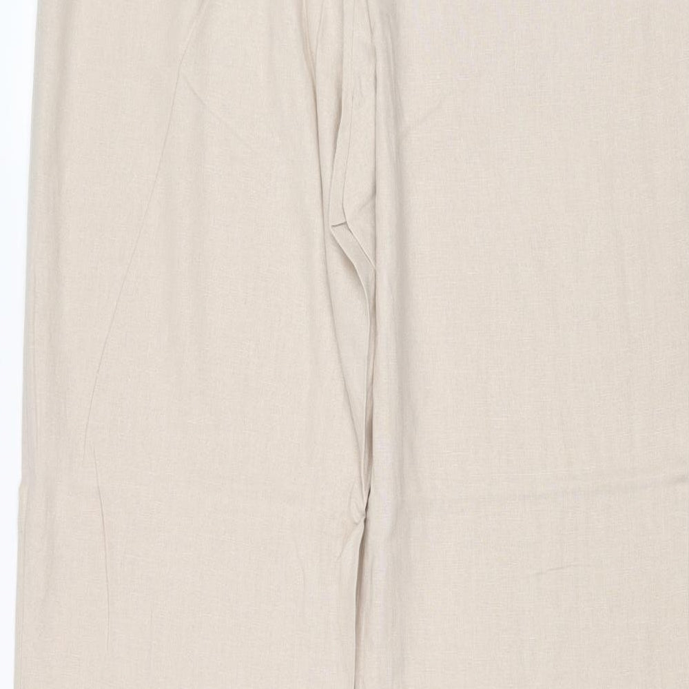 Debenhams Womens Beige Linen Trousers Size 12 Regular Zip