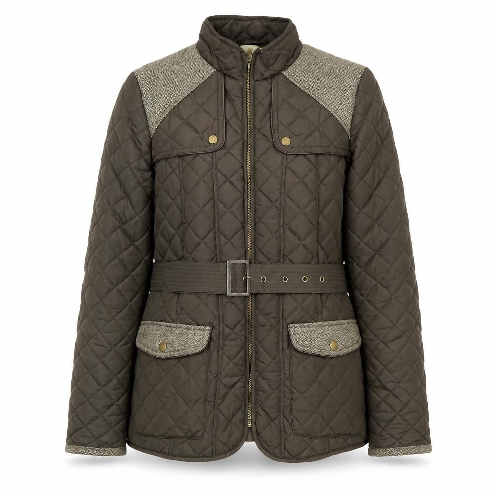 Red Herring Womens Green Quilted Jacket Size 10 Zip