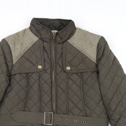 Red Herring Womens Green Quilted Jacket Size 10 Zip