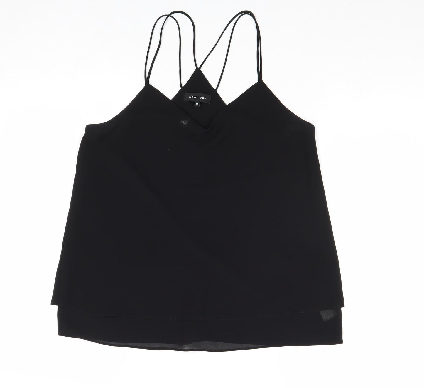 New Look Womens Black Polyester Basic Tank Size 10 V-Neck